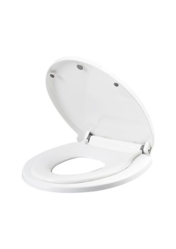 Capac de Toaleta cu Reductie 2 in 1, Flippy, pentru Copii si Adulti, Coborare Lenta si Silentioasa, Instalare Usoara, din PP5 , in Forma de U, Alb