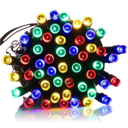 Instalatie Craciun cu Energie Solara, Liniar cu Fir de Cupru, 32 m, 300 de LED-uri, Multicolor