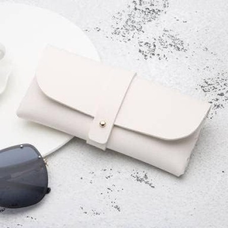 Husa Ochelari, Flippy, din Piele Ecologica, 17 x 8.5 cm, Alb