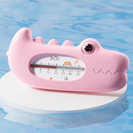Termometru pentru Baie, Flippy, Plutitor, Rezistent la apa, Multifunctional, Model Crocodil, 2.7x6.5x3.7 cm, Roz