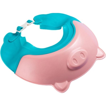 Viziera de Protectie Baie Pentru Copii, Fippy, Model Purcelus, Dimensiune ajustabila, Durabil, Usor de curatat, Impotriva Samponului, pentru Ochi si Urechi, TPE+PP, 23x23 cm, Roz