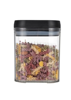 Cutie de Depozitare Alimente, Flippy, tip Container, 1.3L, Recipiente pentru Cereale in Bucatarie,  Transparente cu Capac Negru