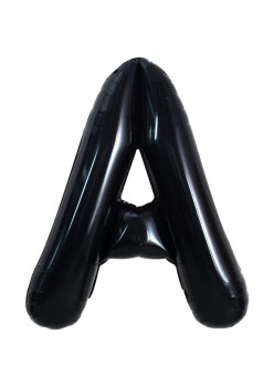 Balon Folie Metalizata Litera A, Flippy, 40 cm, Umflati cu Heliu sau Aer, Ambalaj Individual, Pai inclus, Negru