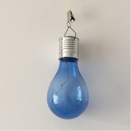 Lampa Solara LED Decorativa sub forma de Bulb, pentru exterior, suspendata, IP65, Ultron Albastru, Flippy