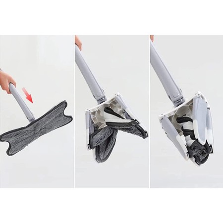 Mop Plat cu Laveta din Microfibra, Flippy, Pentru Uz Casnic, Sistem de Stoarcere X, Tija Telescopica 140 cm, Rotire 360°,38 x 140 cm, Verde