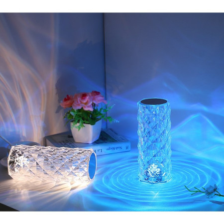 Lampa de birou pe LED RGB, Flippy, dimmer tactil, 3 nivele de intensitate, Cristal Acrilic, cu telecomanda