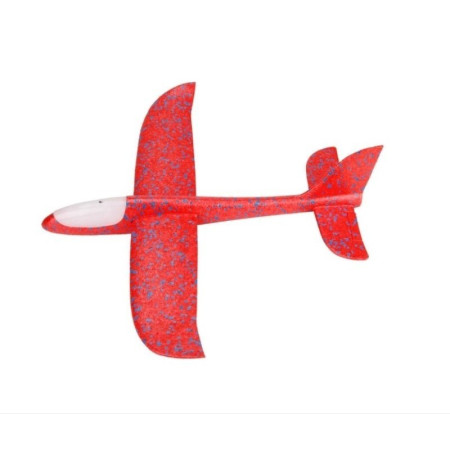 Avion Planor Polistiren 47 cm cu Pilot si LED Cabina, Rosu – Jucarie Zburatoare Outdoor Copii