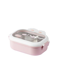 Bunny stainless steel lunch box student office worker lunch box compartment sealed insulation box - Specification: pink
