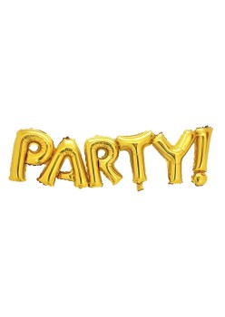 Set Baloane din Folie Metalizată, Flippy, Model Party, 60x125 cm, Baloane Party, Ambalaj Individual, Pai Inclus, Umflare cu Aer sau Heliu, Auriu