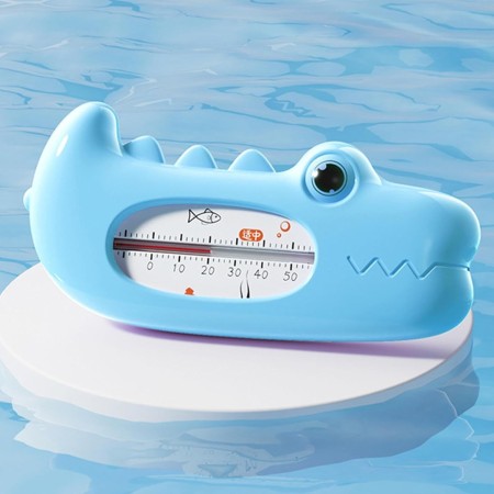 Termometru pentru Baie, Flippy, Plutitor, Rezistent la apa, Multifunctional, Model Crocodil, 2.7x6.5x3.7 cm, Albastru