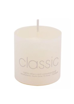 Lumanare Decorativa, Flippy, din Parafina, Cilindrica, Fara Fum si Fara Parfum, 5 x 5 cm, 90 g, Ardere 12h, Ivory Alb