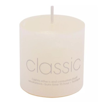 Lumanare Decorativa, Flippy, din Parafina, Cilindrica, Fara Fum si Fara Parfum, 5 x 5 cm, 90 g, Ardere 12h, Ivory Alb