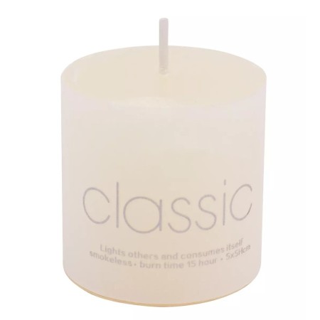 Lumanare Decorativa, Flippy, din Parafina, Cilindrica, Fara Fum si Fara Parfum, 5 x 5 cm, 90 g, Ardere 12h, Ivory Alb