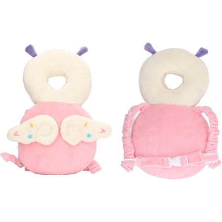 Pernă Rucsac BabyBug, Protecție Moale pentru Cap, Tetieră Ergonomică, Model Insectă, 33x6x19 cm, 180 g, Roz