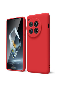 Husa de Protectie, Flippy, pentru OnePlus 12 5G, Liquid Silicone, cu Microfibra pe Interior, Protectie Antisoc, Compatibil Incarcare Wireless, Rosu