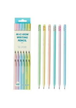 Set 12 Creioane Negre, Flippy, pentru Scoala, cu Radiera, Model Multicolor Pal