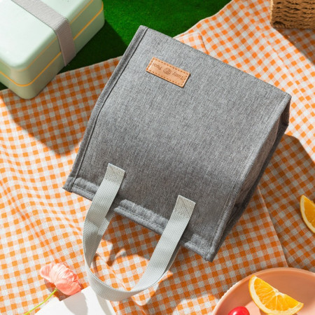 Geanta termoizolanta tip bento bag Flippy, camping cooler bag, Aluminiu, 22.5 x 13 cm, 3.3 L, gri