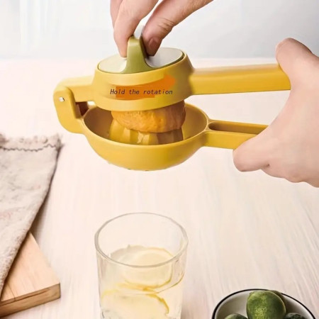 Storcator de citrice manual, 2 in 1, usor de utilizat, ABS rezistent, 8x10x22 cm, Galben