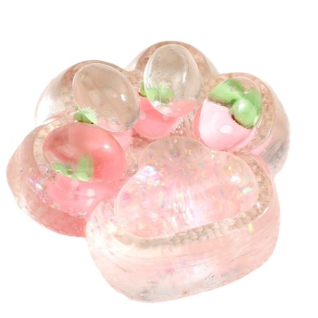Jucarie Antistres Squishy, Flippy, cu Revenire Lenta, Model Cat Paw, 6.5 x 7 cm, din Tpr, 4-6 Ani, Model 3 Legume, Transparent