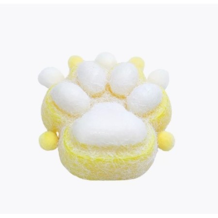 Jucarie Interactiva Squishy, Flippy, Model Cat Paw, Revenire Lenta, din TPR, +3 Ani, 7.5 cm, Textura Puf, Galben