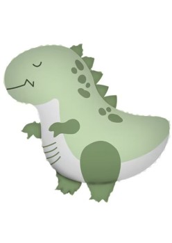 Balon din Folie Metalizata, Flippy, Figurina Animata, Model Dinozaur, 55 x 54 cm, Ambalaj Individual, Pai Inclus, Umflare cu Aer sau Heliu, Verde