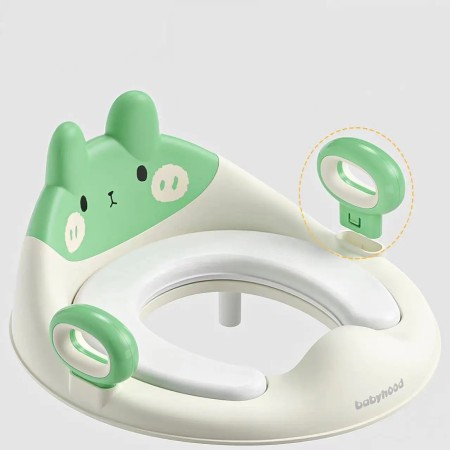 Capac WC cu Reductie, Flippy, pentru Copii, cu Manere, Model Ursulet, Plastic Durabil, Verde