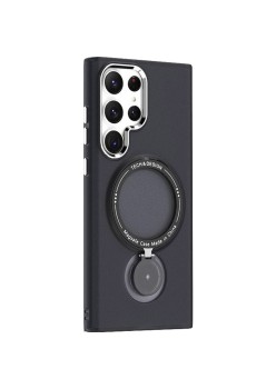 Husa de protectie Flippy, cu incarcare Wireless, Tehnologie Magsafe, TPU, Inel magnetic rotativ cu functie de suport, pentru  Samsung Galaxy S23 Ultra , Negru
