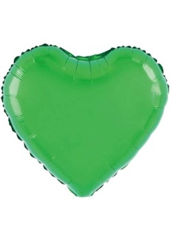 Balon din Folie Metalizata, Flippy, Figurina Inimioara, Model Simplu, Tematica Iubire, 40 cm, Ambalaj Individual, Pai Inclus, Umflare cu Aer sau Heliu, Verde