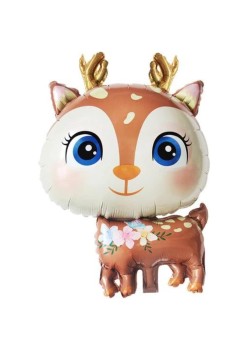 Balon din Folie Metalizata, Flippy, Mini Figurine, Model Cerb, Tematica Aniversare, 49x74.5 cm, Ambalaj Individual, Pai Inclus, Umflare cu Aer sau Heliu, Maro