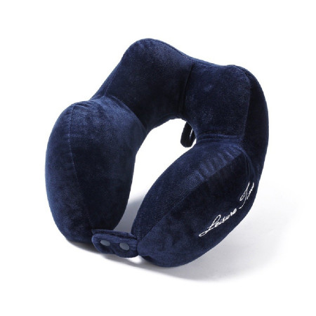 Pernă de Călătorie pentru Gât, Bumbac Moale, Suport Ergonomic cu 4 Puncte de Susținere, Ajustabilă, Albastru
