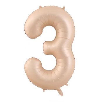 Balon din Folie Metalizata, Flippy, Figurina Cifra, Model 3, Tema Aniversare 100 cm, Ambalaj Individual, Pai Inclus, Umflare cu Aer sau Heliu, Crem