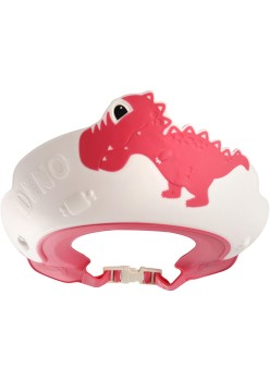Viziera de Protectie Baie Pentru Copii, Fippy, Model Dinozaur, Dimensiune ajustabila, Durabil, Usor de curatat, Impotriva Samponului, pentru Ochi si Urechi, TPE+PP, 22x21 cm, Rosu