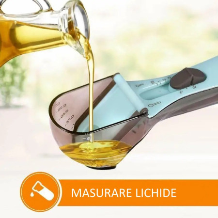 Set 2 Cupe Gradate pentru Bucatarie, Flippy, Cupe de Masurat Reglabile, Ergonomic, Confortabil, pentru Lichide si Solide, Volum ajustabil 5-30ml, 30-130ml, Culoare Albastru