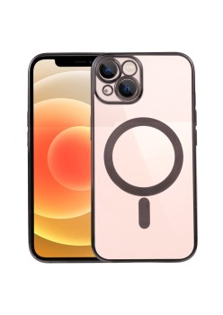Husa MagSafe pentru Apple iPhone 11, Full Cover, Protectie camera, Margini colorate Electroplating, Magnetica, Incarcare Wireless, Flippy, Negru