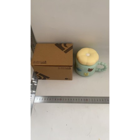 Cana ceramica, Flippy, Model Cute, cu capac, Albastru Deschis