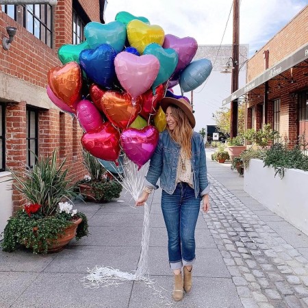 Balon din Folie Metalizata, Flippy, Figurina Inimioara, Model Simplu, Tematica Iubire, 40 cm, Ambalaj Individual, Pai Inclus, Umflare cu Aer sau Heliu, Albastru