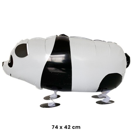 Balon din Folie Metalizata, Flippy, Figurina Animata, Model Panda, 74x42 cm, Ambalaj Individual, Pai Inclus, Umflare cu Aer sau Heliu, Alb-negru