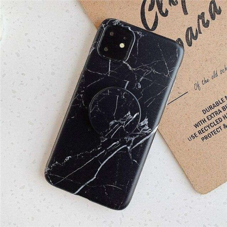 Husa protectie pentru Apple iPhone X/XS Soft IMD TPU Marble Negru cu Suport inclus