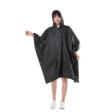 Pelerina de Ploaie, Flippy, pentru Adulti, EVA, Tip Poncho, Impermeabila, Rezistenta la Vant, Capse Laterale, 160 g, Negru