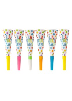 Set 6 Suflatori, Flippy, Colectia  LA MULTI ANI, 20 cm, din Carton, Multicolor