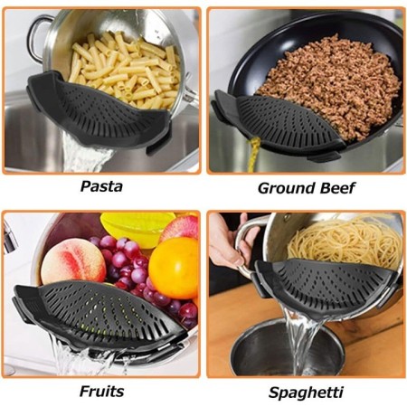 Filtru Silicon, Flippy, Negru, Rezistent la Caldura, Universal, Paste, Legume, Fructe, 23x12.5x6.7 cm
