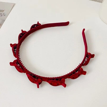 Banda de Par pentru Femei, Flippy, Agrafa Stil Coreean, Accesoriu pentru Par cu Textura MultiStrat, Rosu