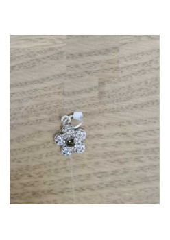 Pandantiv din Argint 925, Jolie Silver, Model Floare Cu Pietre, 0.9 g, 1 x 1 cm, Verde inchis
