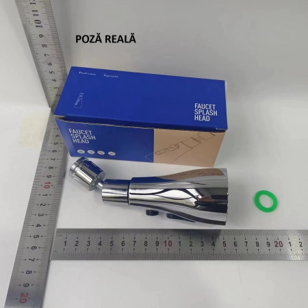 Extensie Robinet Bucatarie, Flippy, Universal, 3 Moduri de Curgere Apa, Otel Inoxidabil, Rotire 360 de Grade, Cap Pivotant, Adaptor Baterie Bucatarie, 9.7x5.1 cm, Gri