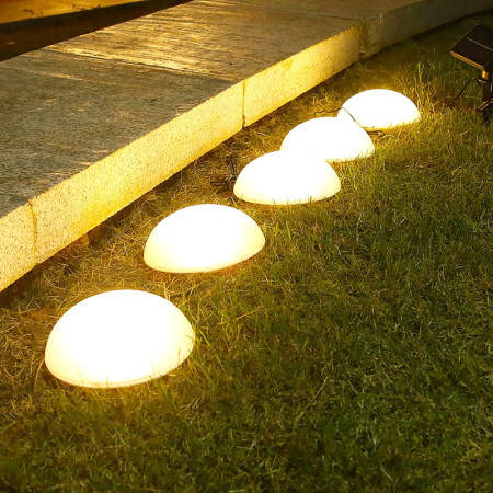 Decorațiune Solară pentru Grădină, Lampă cu 5 Ciuperci, Iluminare Alb Cald, IP44, Autonomie 10h
