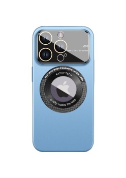 Husa protectie MagSafe Kathy Tech, Flippy, pentru Apple iPhone 14, Dublu Cerc, Albastru Deschis