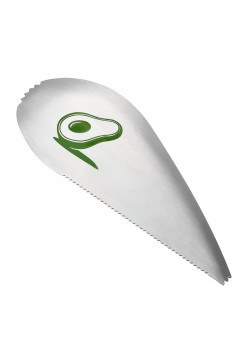 Taietor special pentru avocado Flippy, 3 in 1, forma curbata, zimti pentru apucare si taiere, din otel inoxidabil, 15 x 6 cm, gri