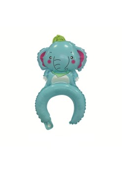 Balon din Folie Metalizata, Flippy, Tip Coronita, Model Elefant, Ambalaj Individual, Pai Inclus, Umflare cu Aer sau Heliu, 47 x 27 cm, Albastru