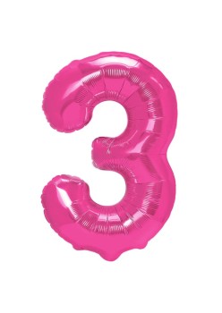 Balon din Folie Metalizata, Flippy, Figurina Cifra, Model 3, Tema Aniversare 100 cm, Ambalaj Individual, Pai Inclus, Umflare cu Aer sau Heliu, Roz