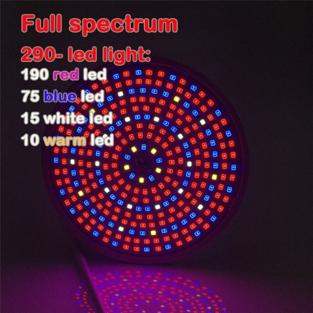 Lampă cu LED pentru Plante de Interior, 290 LED-uri, Cap Dublu, 2 Culori, Fără Căldură, Prindere cu Clips, 46x11.5x9.2 cm